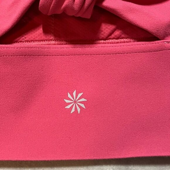 ATHLETA Womens Pink Sports Bra LARGE fun twist back Perfect for workouts - Picture 3 of 5
